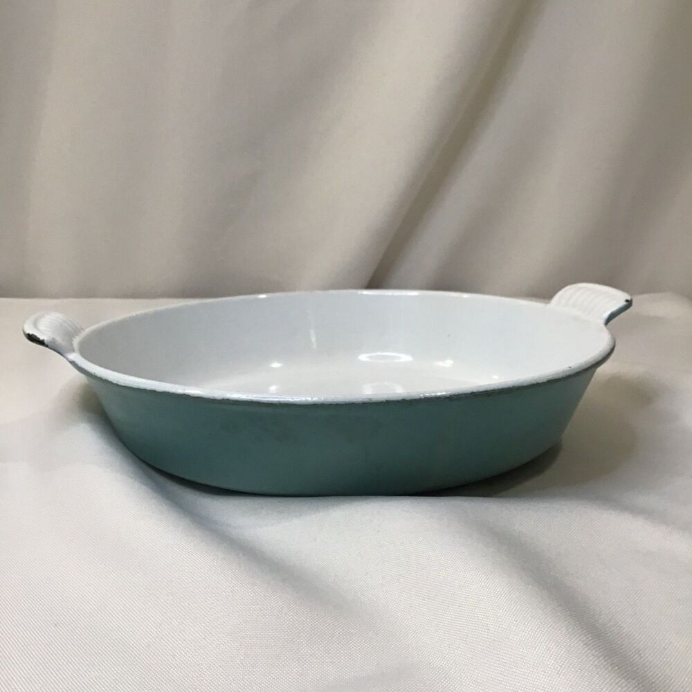 Vintage Le Creuset Paris Blue Enameled #24 Cast Iron Baking Dish